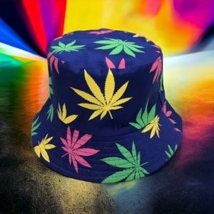 Cannabis print bucket hats.